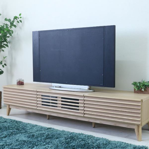 直送・代引不可 テレビ台 テレビボード 約幅176.5&times;奥行42.5&times;高さ38cm ナチュラル ルーバー 脚付き リビング ダイニング インテリア家具【代引不可】 別商品の同時注文不可｜測定器・工具のイーデンキ