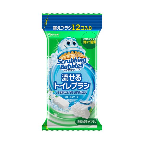 直送・代引不可 （まとめ） ジョンソンスクラビングバブル 流せるトイレブラシ フローラルソープ 付替ブラシ 1パック（12個） 【×10セット】 別商品の同時注文不可