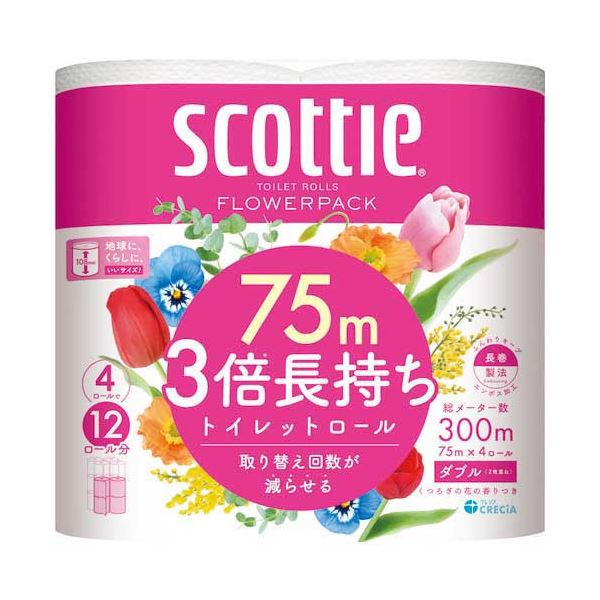 直送・代引不可 スコッティ フラワー 3倍長持ち W 4R×12P 別商品の同時注文不可