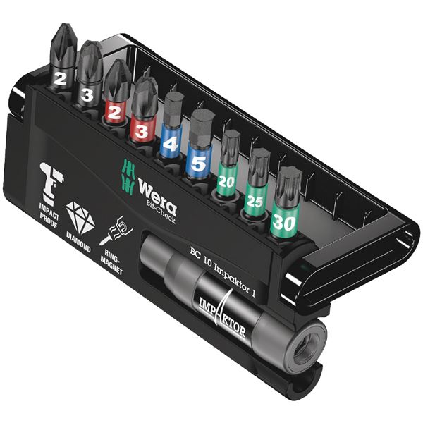 直送・代引不可 WERA ヴェラ 10点組 ダイヤモンドコーティング インパクト用 ドライバービット ホルダーセット 差込6.35mm ケース付 073980 工具 別商品の同時注文不可