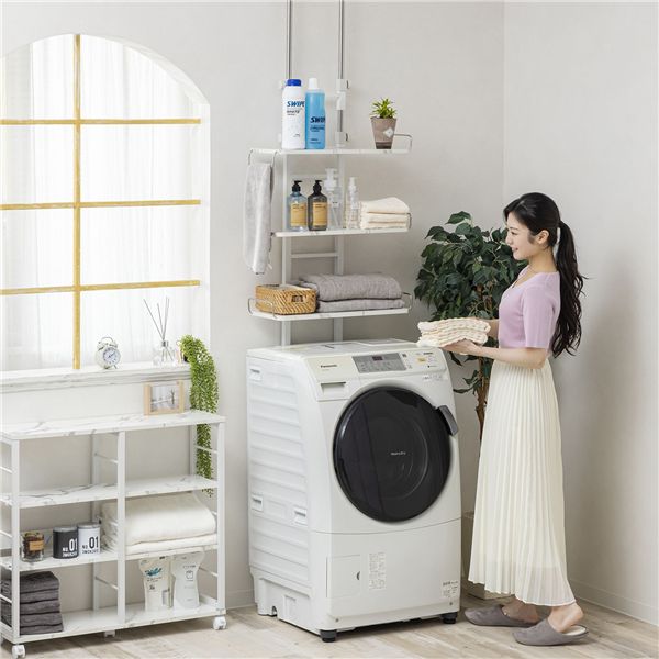 楽天市場】【P11倍！超Pバック祭】 突っ張り洗濯機ラック マーブル