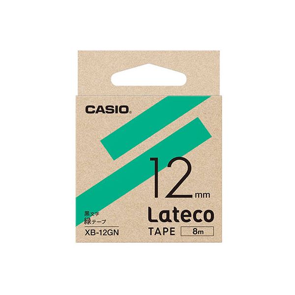 直送・代引不可 【5個セット】 カシオ計算機 Lateco 詰め替え用テープ 12mm 緑テープ 黒文字 XB-12GNX5 別商品の同時注文不可