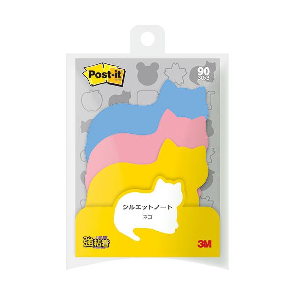 直送・代引不可 【10個セット】 3M Post-it ポストイット シルエットノート 強粘着 ネコ 3M-SSS-NERX10 別商品の同時注文不可