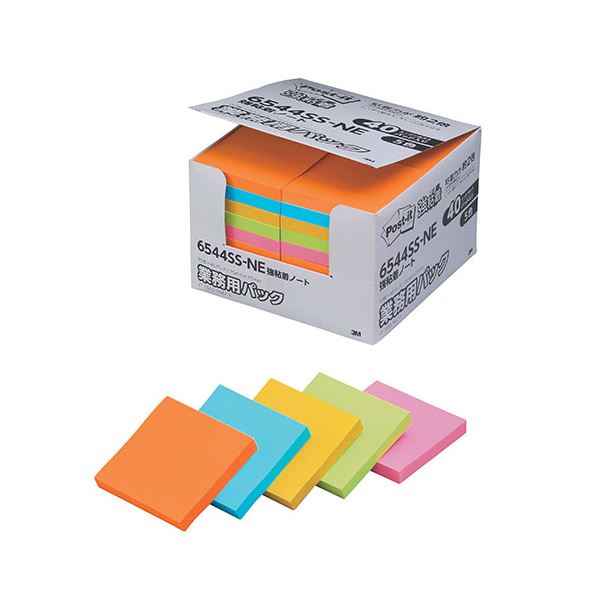 直送・代引不可 3M Post-it ポストイット 強粘着ノート 業務用パック 5色混色 3M-6544SS-NE 別商品の同時注文不可
