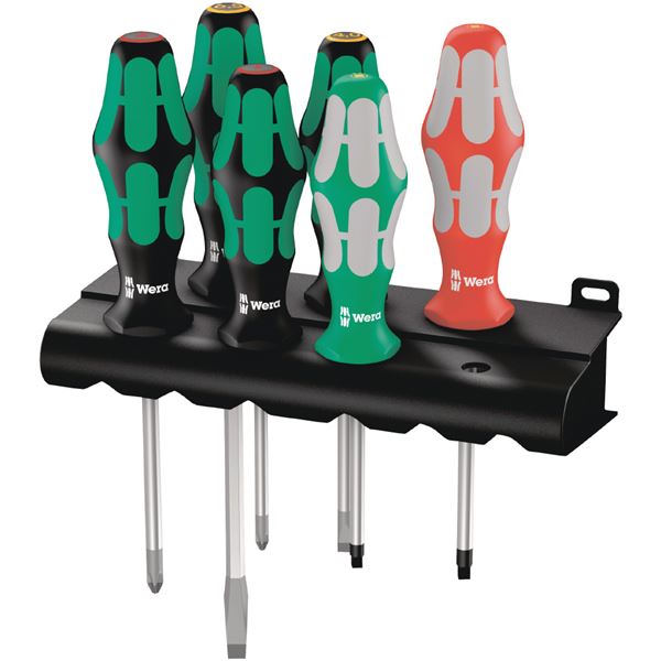直送・代引不可 WERA ヴェラ 6本組 Kraftform Plus ハンドル ドライバーセット ラック付 347778 工具 作業工具 道具 ツール DIY 別商品の同時注文不可
