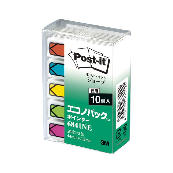直送・代引不可 （まとめ） 住友スリーエム ポストイット(R) ジョーブ ポインター エコノパック(TM)製品 6841NE 混色5色 10個入 【×3セット】 別商品の同時注文不可