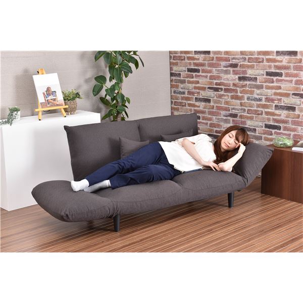 直送・代引不可 カウチソファー/リクライニングソファー 【2人掛け モカブラウン】 クッション付き 日本製 『バゲット』 別商品の同時注文不可|測定器・工具のイーデンキ