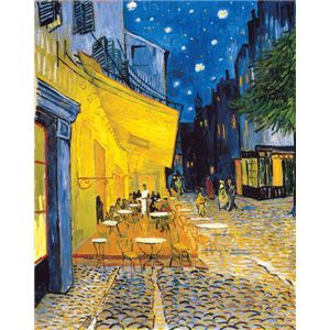 直送・代引不可 世界の名画シリーズ、プリハード複製画 ヴィンセント・ヴァン・ゴッホ作 「夜のカフェテラス」(額縁付)【代引不可】 別商品の同時注文不可|測定器・工具のイーデンキ