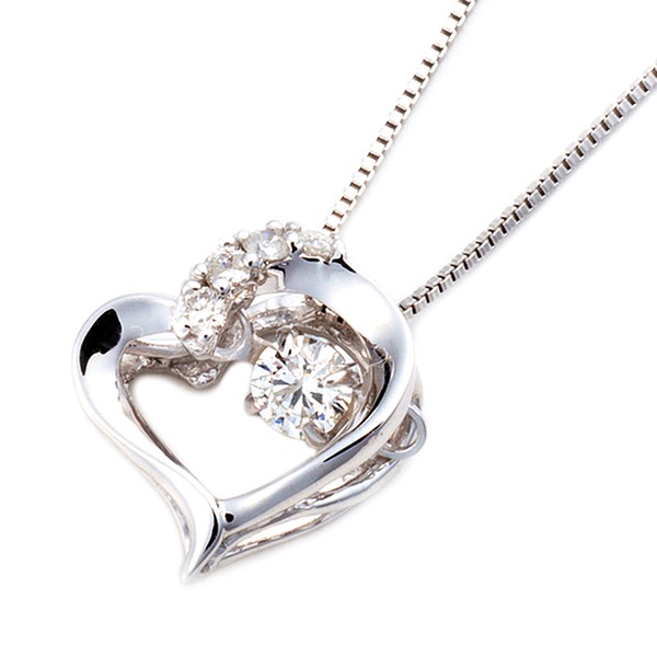 直送・代引不可 ダイヤモンドペンダント/ネックレス 一粒 K18 ホワイトゴールド 0.1ct ダンシングストーン 揺れるダイヤ ハート 正規品タグ 鑑別書付き 別商品の同時注文不可｜測定器・工具のイーデンキ