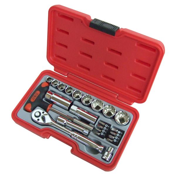 直送・代引不可(業務用3個セット) H＆H ソケットレンチセット/作業工具 【23個入り】 差込角：9.5mm H-3023 3/8別商品の同時注文不可｜測定器・工具のイーデンキ