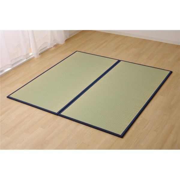 直送・代引不可日本製 い草 置き畳/ユニット畳 【1畳 ネイビー 約82×164cm 2枚組】 軽量 抗菌 防臭 防滑 連結ジョイント付 〔リビング〕【代引不可】別商品の同時注文不可