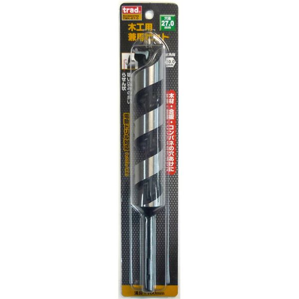 直送・代引不可　(業務用10個セット) TRAD 木工用兼用ビット/先端工具 【穴径：27mm】 インパクト12V対応 TWK-27.0 〔DIY用品/大工道具〕　別商品の同時注文不可｜測定器・工具のイーデンキ