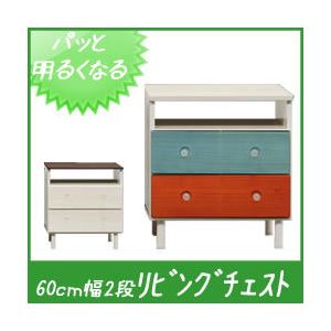 直送・代引不可　カラフルチェスト/タンス収納家具 天然木/木目調 幅60cm 2段 （カラー：カラフル） 【日本製/完成品】　別商品の同時注文不可｜測定器・工具のイーデンキ