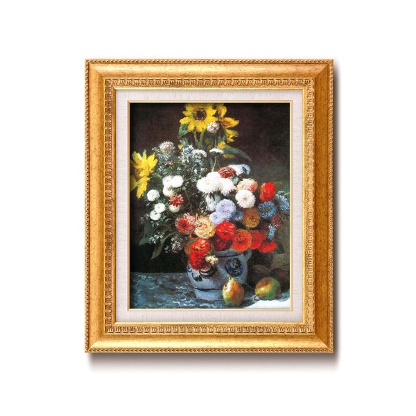 直送・代引不可 名画額縁/フレームセット 【F6号】 ルノワール 「花束」 460×552×55mm 壁掛けひも付き 金フレーム 別商品の同時注文不可