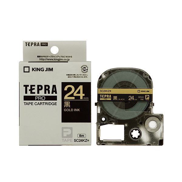 直送・代引不可 （まとめ） キングジム テプラ PRO テープカートリッジ パステル 24mm 黒／金文字 SC24KZ 1個 【×4セット】 別商品の同時注文不可