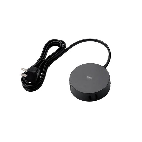 直送・代引不可 （まとめ） エレコム デザインタップ/roo't/丸型/4個口/1.5m/ブラック AVT-D4-2415BK 【×2セット】 別商品の同時注文不可