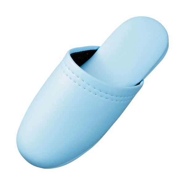 直送・代引不可 (まとめ) オーミケンシ レザー調スリッパ(子供用) ブルー 1足 【×10セット】 別商品の同時注文不可