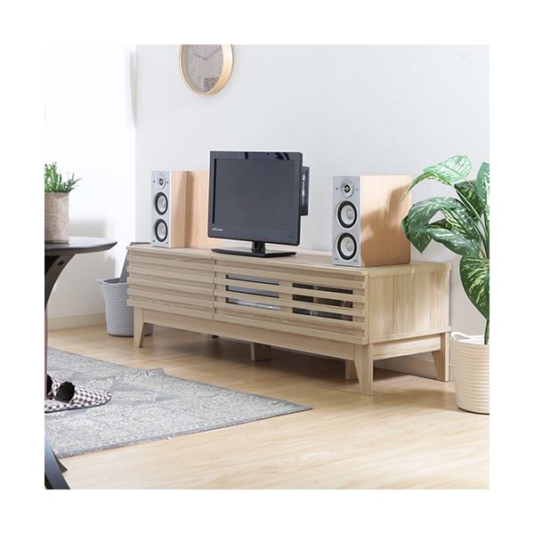 直送・代引不可 テレビ台 ローボード 約幅120cm ナチュラル AV機器収納対応 コード穴 引き出し 脚付き ライン リビング ダイニング【代引不可】 別商品の同時注文不可