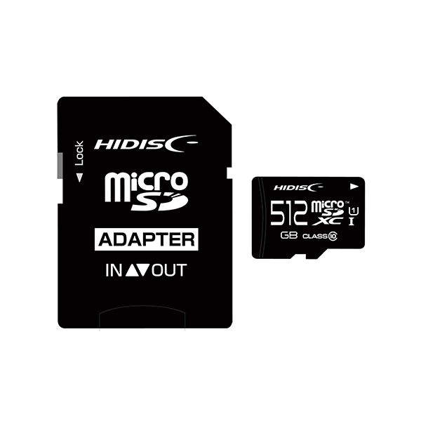 直送・代引不可HIDISC microSDXCカード 512GB A2 V30 CLASS10 UHS-1 Speed Class3対応 SD変換アダプタ付き HDMCSDX512GCL10UIJP3別商品の同時注文不可