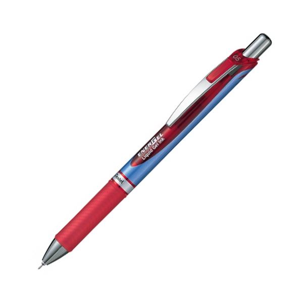 直送・代引不可 （まとめ） ぺんてる ゲルインクボールペンノック式エナージェル 0.5mm 赤 （軸色 赤） BLN75-B 1本 【×30セット】 別商品の同時注文不可