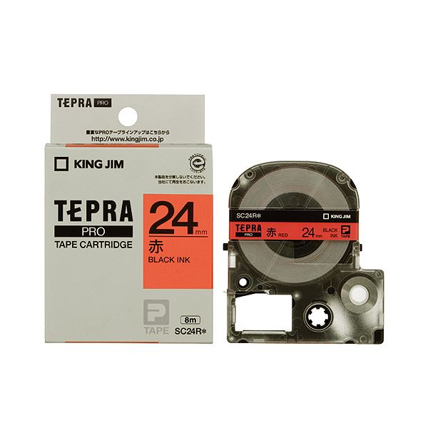 直送・代引不可 (まとめ) キングジム テプラ PRO テープカートリッジ パステル 24mm 赤／黒文字 SC24R 1個 【×10セット】 別商品の同時注文不可