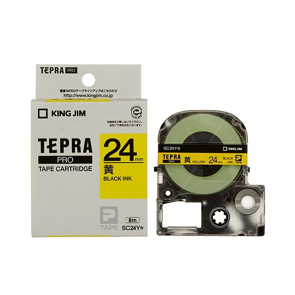 直送・代引不可 (まとめ) キングジム テプラ PRO テープカートリッジ パステル 24mm 黄／黒文字 SC24Y 1個 【×10セット】 別商品の同時注文不可