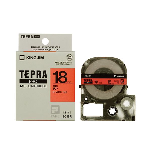直送・代引不可 (まとめ) キングジム テプラ PRO テープカートリッジ パステル 18mm 赤／黒文字 SC18R 1個 【×10セット】 別商品の同時注文不可