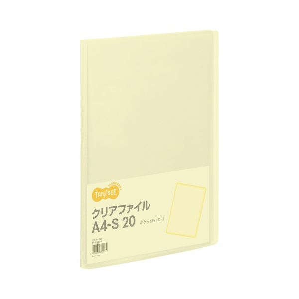 直送・代引不可 TANOSEE クリアファイル A4タテ 20ポケット 背幅14mm イエロー 1セット(80冊) 別商品の同時注文不可