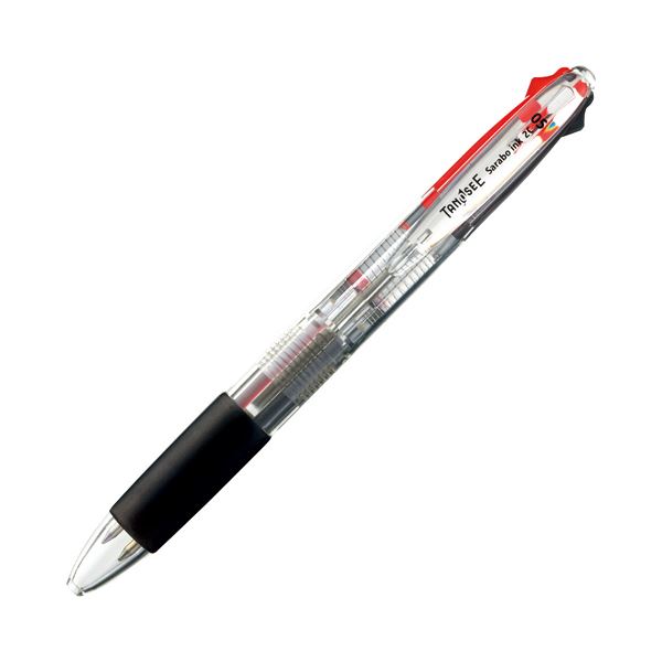 直送・代引不可 (まとめ) TANOSEE ノック式油性2色ボールペン（なめらかインク） 極細 0.5mm 1セット（10本） 【×10セット】 別商品の同時注文不可