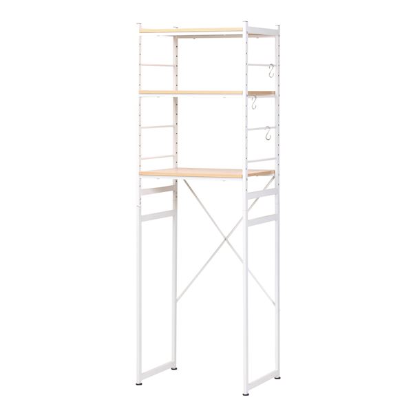 直送・代引不可 冷蔵庫ラック/キッチン収納 【ナチュラル】 幅580×奥行450×高さ1800mm スチールフレーム 高さ調節可 〔台所〕 組立品【代引不可】 別商品の同時注文不可