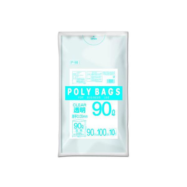 直送・代引不可 （まとめ） オルディ ポリバッグビジネス 90L 0.05mm 透明 10枚入 【×10セット】 別商品の同時注文不可