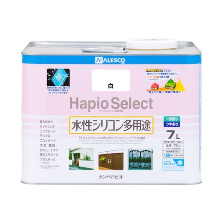 直送 代引不可・他メーカー同梱不可 カンペハピオ 00017650011070 ハピオセレクト 白 7L Kanpe Hapio つやあり ホビー用 水性シリコン多用途つやあり【キャンセル不可】