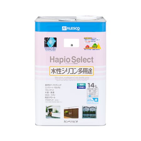 直送 代引不可・他メーカー同梱不可 カンペハピオ 00017650011140 ハピオセレクト 白 14L Hapio Kanpe つやあり ホビー用 水性シリコン多用途つやあり【キャンセル不可】