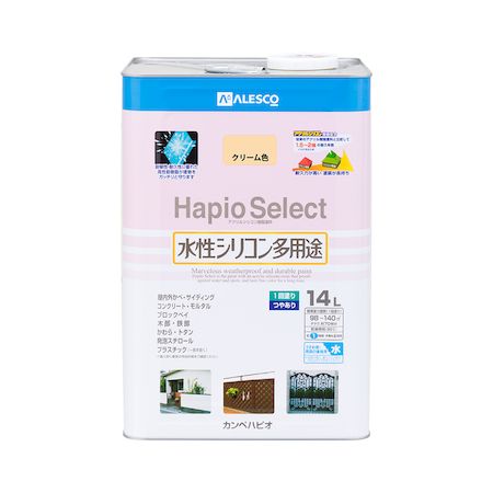 直送 代引不可・他メーカー同梱不可 カンペハピオ 00017650111140 ハピオセレクト クリーム色 14L Kanpe Hapio ホビー用 つやあり 水性シリコン多用途つやあり【キャンセル不可】