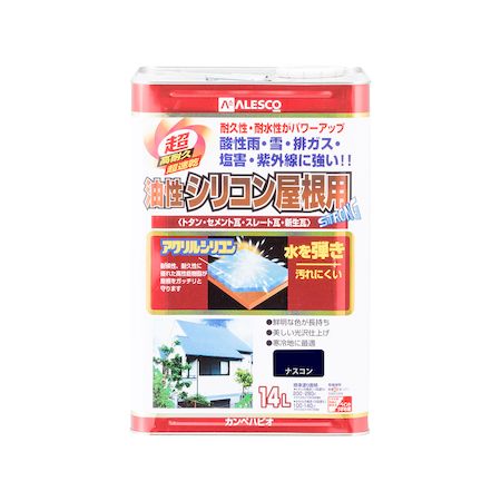 直送 代引不可・他メーカー同梱不可 カンペハピオ 00167645101140 油性シリコン屋根用 ナスコン 14L Hapio Kanpe ALESCO【キャンセル不可】