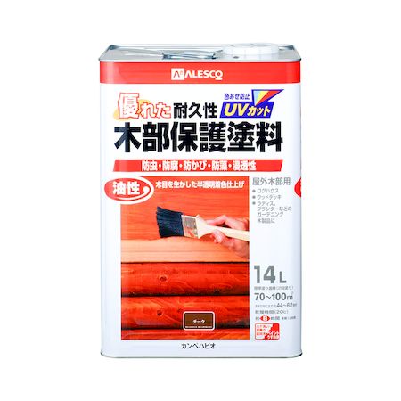 直送 代引不可・他メーカー同梱不可 カンペハピオ 00237643511140 油性木部保護塗料 チーク 14L Hapio Kanpe 木部用 木材保護塗料 ALESCO【キャンセル不可】