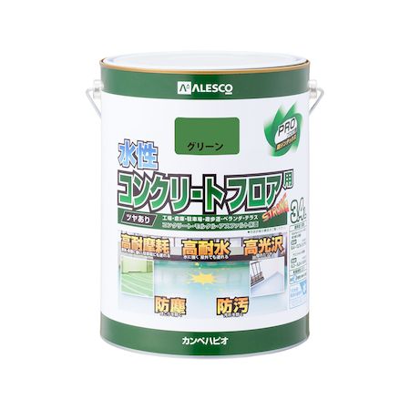 直送 代引不可・他メーカー同梱不可 カンペハピオ 00467654111034 水性コンクリートフロア用 グリーン 3．4L Hapio Kanpe kanpehapio 万能塗料 ALESCO【キャンセル不可】