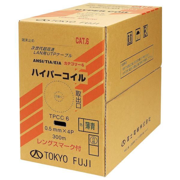 (LINEクーポン有)冨士電線 TPCC6 0.5X4P(GG) (CAT6) UTPケ－ブル CAT6 単線 フジ 300m巻き TPCC60.5X4P(GG)(CAT6)