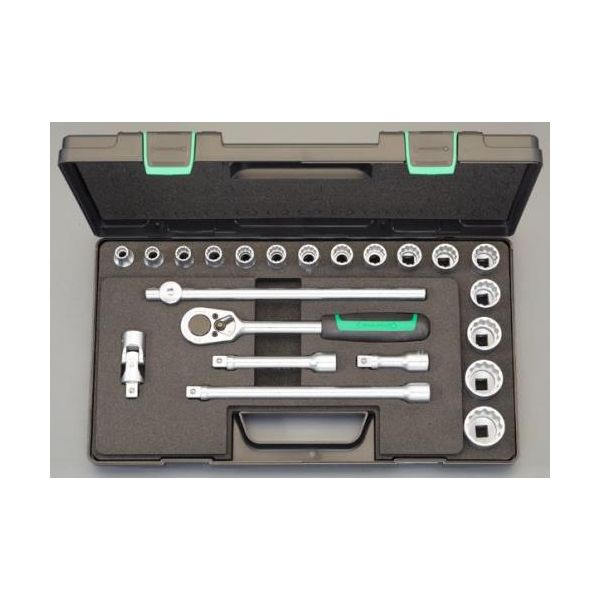 (LINEクーポン有)【即納在庫品】「直送」【個人宅配送不可】 エスコEA617DC-16 直送 代引不可・他メーカー同梱不可 1／2”DR ソケットレンチセット EA617DC16