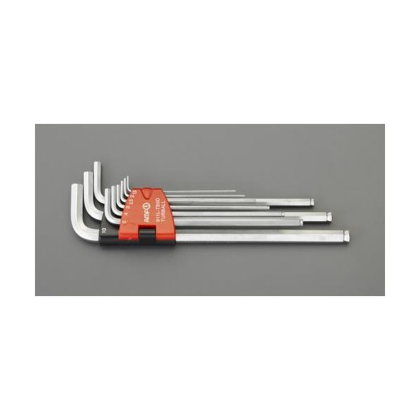 (LINEクーポン有)【個人宅配送不可】【即納在庫品】「直送」エスコ EA573GP-90 1．5－10mm／9本組 BallHex ロングキーレンチ マグネット EA573GP90