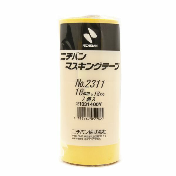 (LINEクーポン有)ニチバン 2311-18 【10個入】 車両用マスキングテープ 黄18mm 7巻 231118