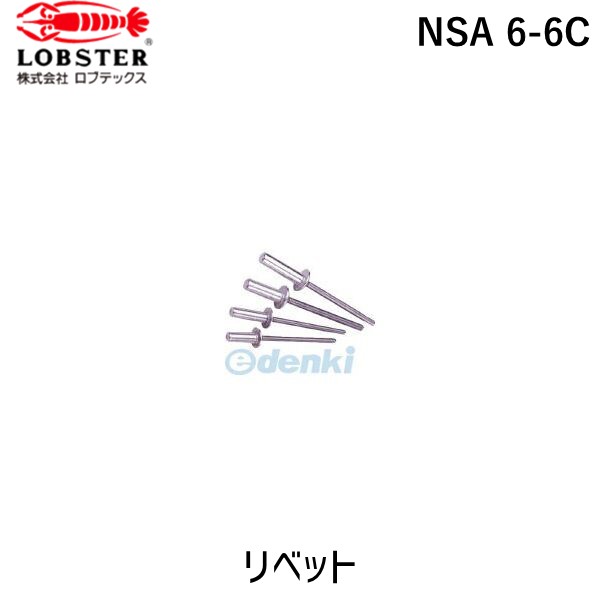 【即納在庫品】「直送」ロブテックス LOBSTER NSA 6-6C ブラインドリベット・シールドタイプ アルミ／スティール６－６ １０００本入 NSA66C エビ ブラインドブラインドリベット・シールドタイプ アルミ／スティール６－６ １０００本入 シールドタイプアルミ スティール6-6