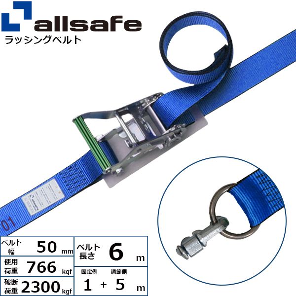 【個数：1個】ａｌｌｓａｆｅ 45181 直送 代引不可・他メーカー同梱不可 エアラインレール用ダブルスタッドフィッテイング リング付き固定1m×調節5m 青 R5DSR15 8,369円