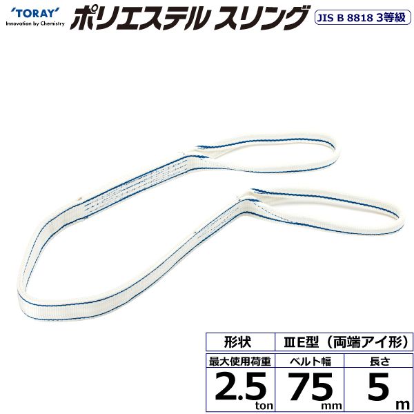 【個数:1個】シライ PET3E-75X5.0 直送 代引不可・他メーカー同梱不可 ポリエステルスリング PET3E 両端アイ形 2.5ton 幅75mm 長さ5m PET3E75X5.0|測定器・工具のイーデンキ