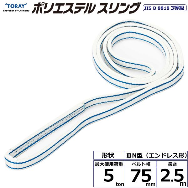【個数:1個】シライ PET3N-75X2.5 直送 代引不可・他メーカー同梱不可 ポリエステルスリング PET3N エンドレス形 5ton 幅75mm 長さ2.5m PET3N75X2.5|測定器・工具のイーデンキ