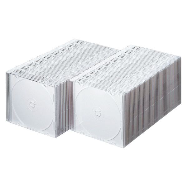 (LINEクーポン有)サンワサプライ FCD-PU100MWN Blu－ray・DVD・CDケース スリムタイプ・100枚セット・ホワイト FCDPU100MWN