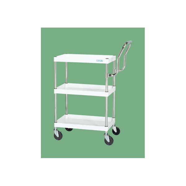 (LINEクーポン有)【個人宅配送不可】サカエ SAKAE CSP-6073HTW 直送 代引不可・他メーカー同梱不可 CSパールワゴン 中量取手ハイタイプ／ゴム車／H740／3段 CSP6073HTW