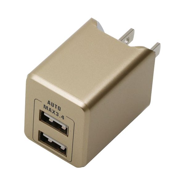 (LINEクーポン有)【個数：1個】BAC2U34GDX5 直送 代引不可・他メーカー同梱不可 5個セット BAUT PREMIUM USB2ポートAC3．4A GD