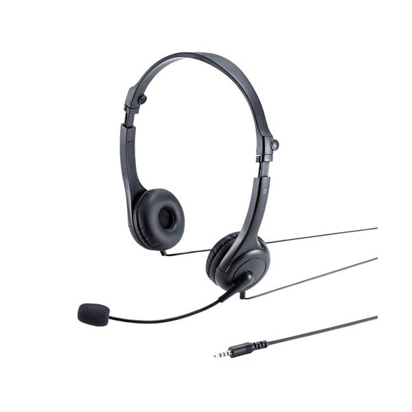 【個数：1個】MM-HS407BKX5 直送 代引不可・他メーカー同梱不可 5個セット サンワサプライ 4極対応ヘッドセット MMHS407BKX5｜測定器・工具のイーデンキ