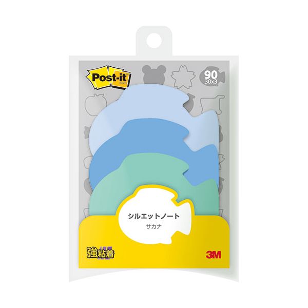 (LINEクーポン有)【個数：1個】3M-SSS-FIX10 直送 代引不可・他メーカー同梱不可 10個セット 3M Post－it ポストイット シルエットノート 強粘着 サカナ 3MSSSFIX10